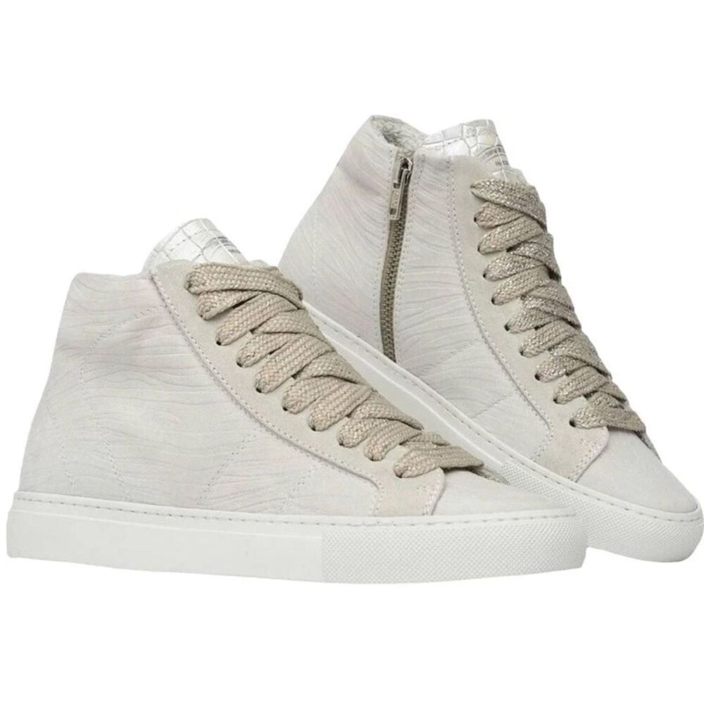 P448 Star White ZEBRA Embossed Leather High Tops Sneakers Sz 40,  $298